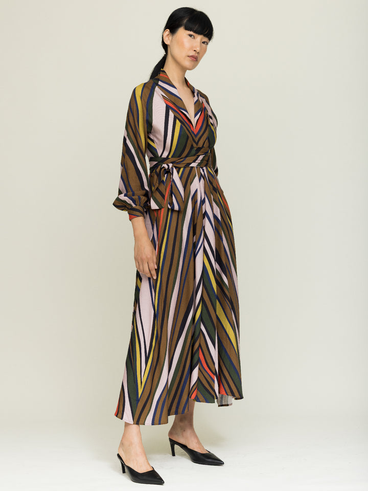 Mitzi Wrap Dress Ecovero Twill Fanning print
