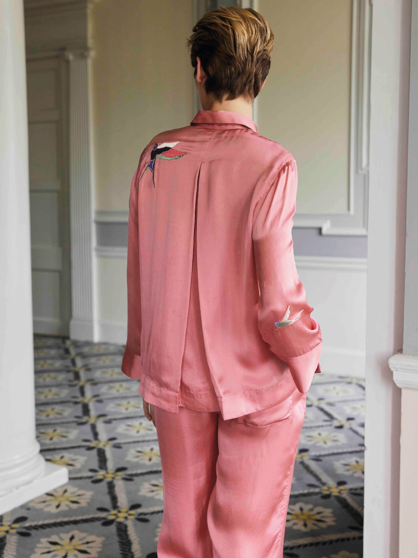 PJs Pink embroidered