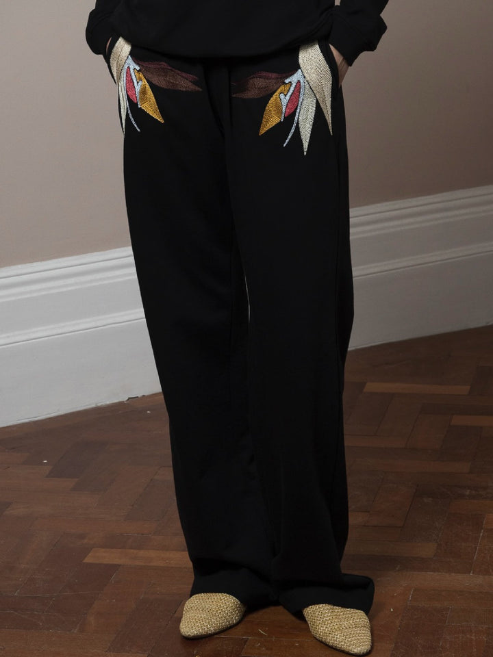 Susie Sweatshirt + Parker Wide Leg Jogger Embroidered Set