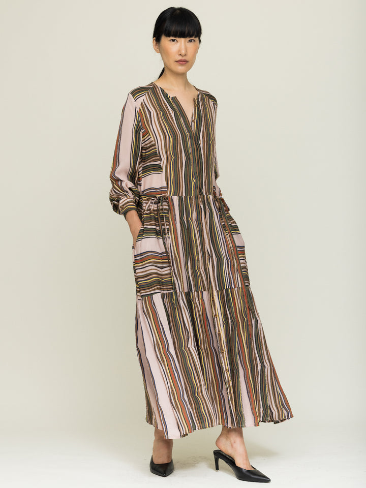 Pearl Dress Double Georgette Shale Print