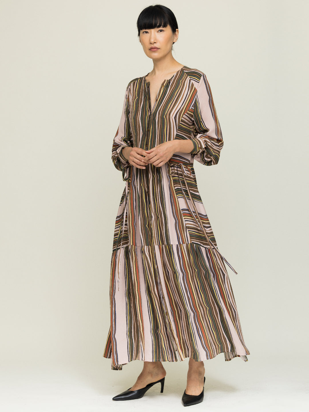 Pearl Dress Double Georgette Shale Print