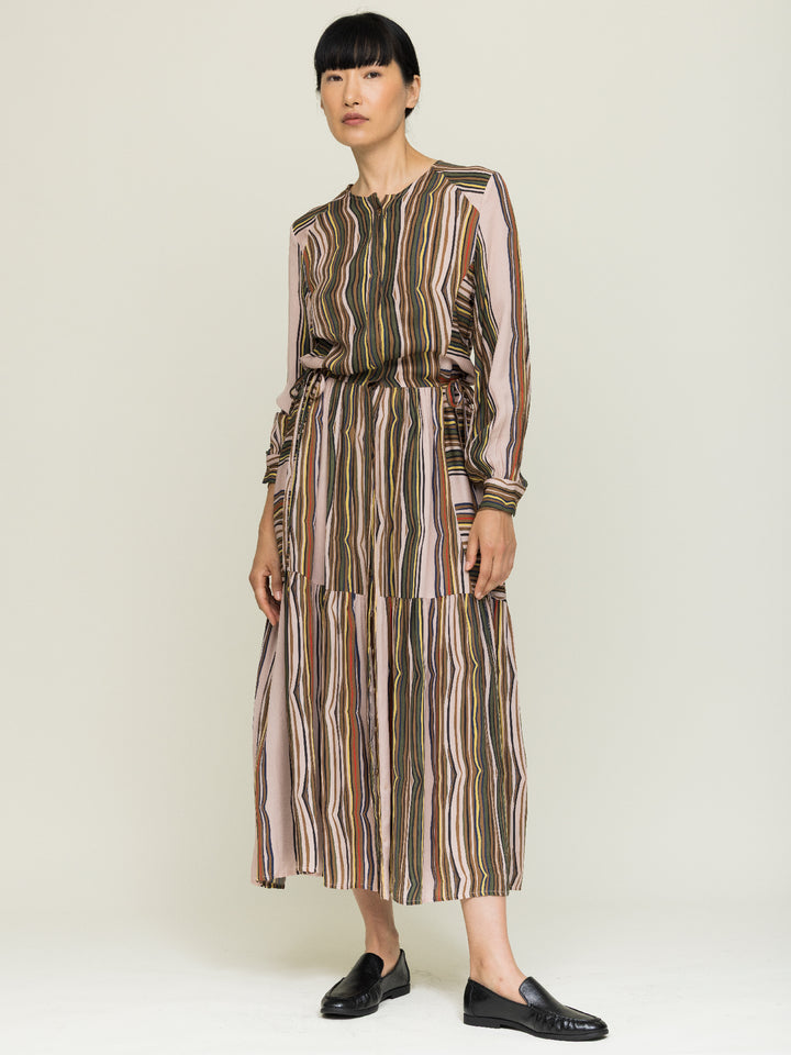 Pearl Dress Double Georgette Shale Print