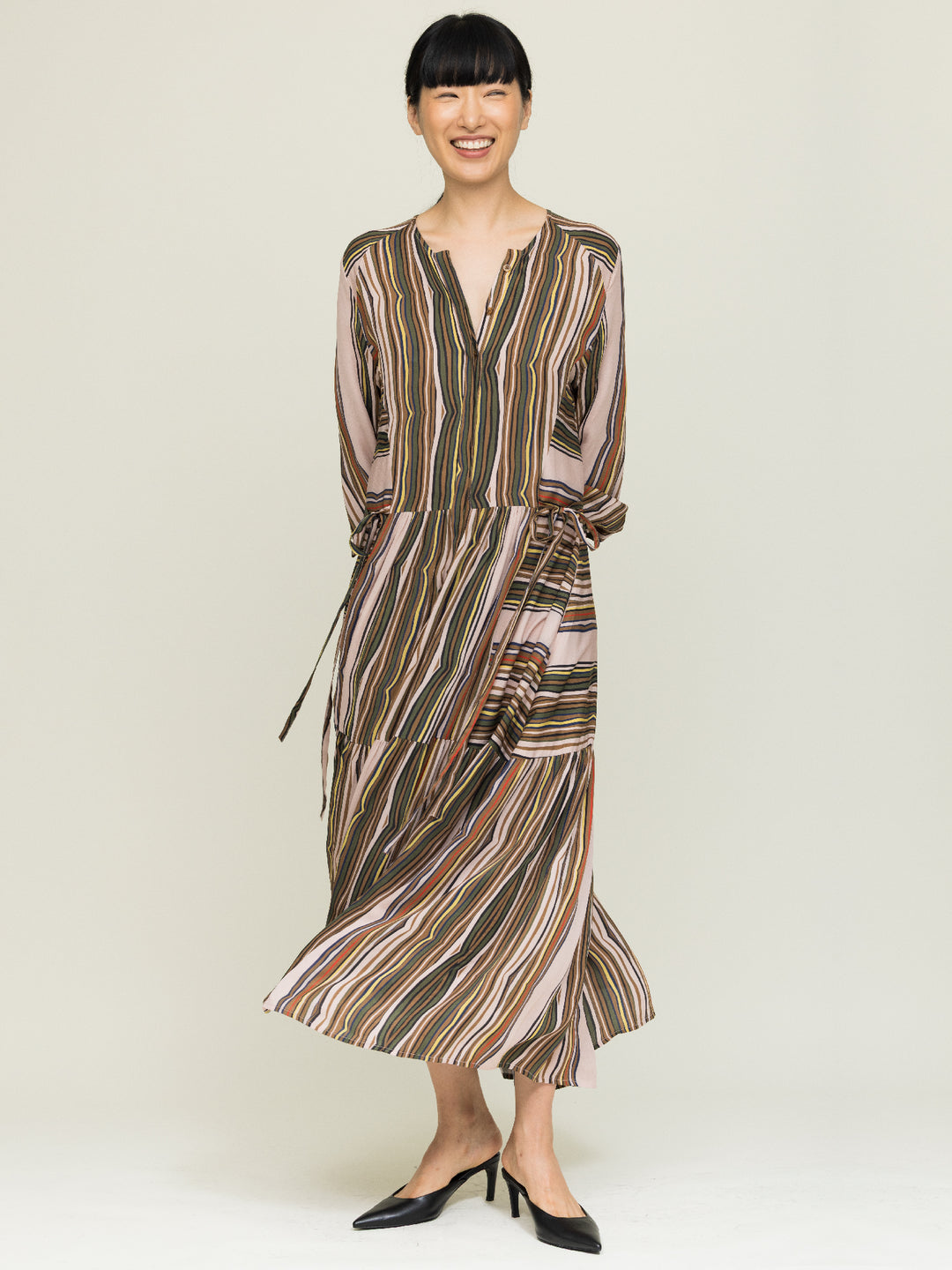 Pearl Dress Double Georgette Shale Print