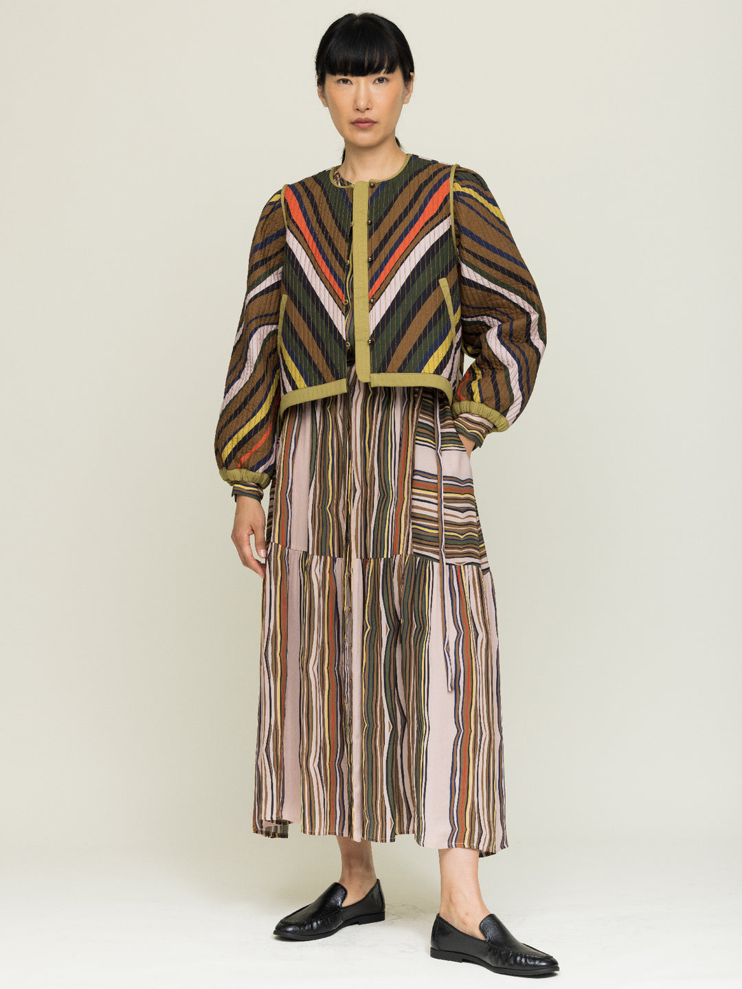 Pearl Dress Double Georgette Shale Print