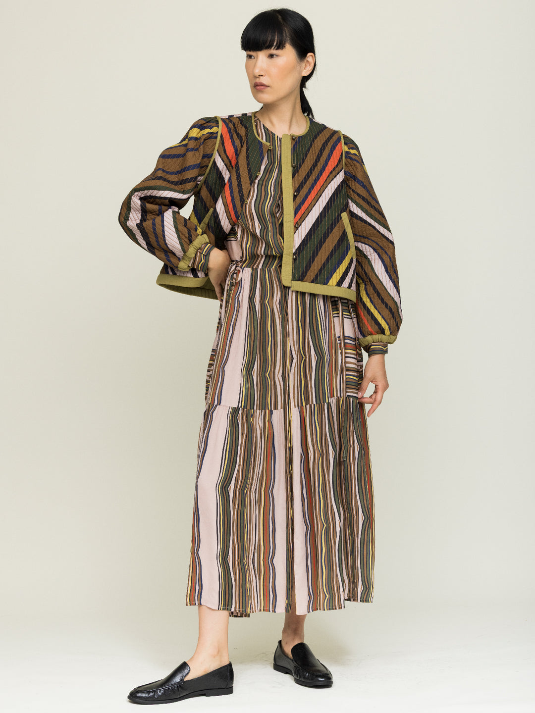 Pearl Dress Double Georgette Shale Print