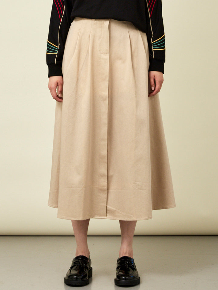 Roberta A-line Stone Cotton Midi Skirt