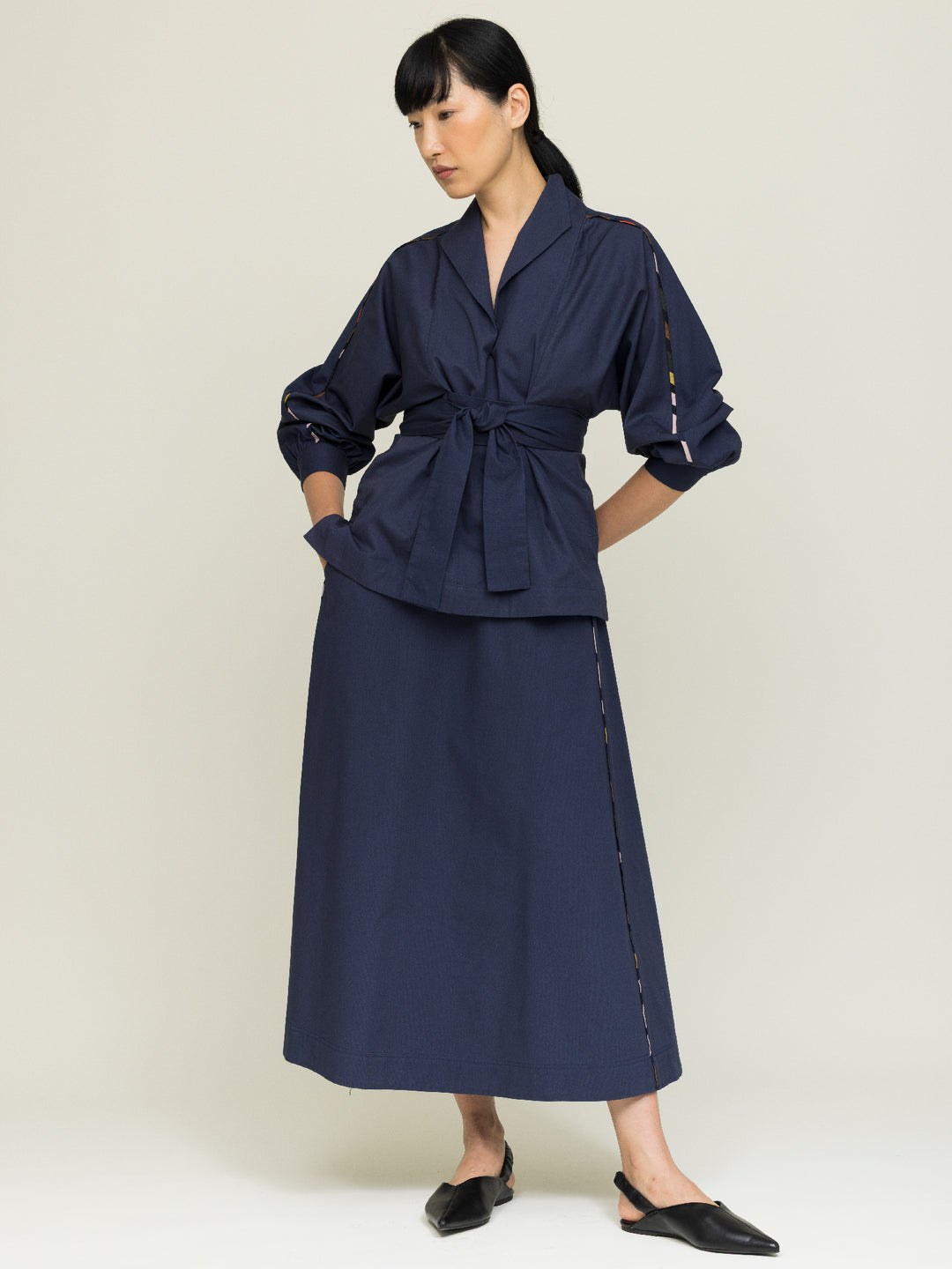 Linda skirt Heavy Cotton Satin Poplin Agate Blue