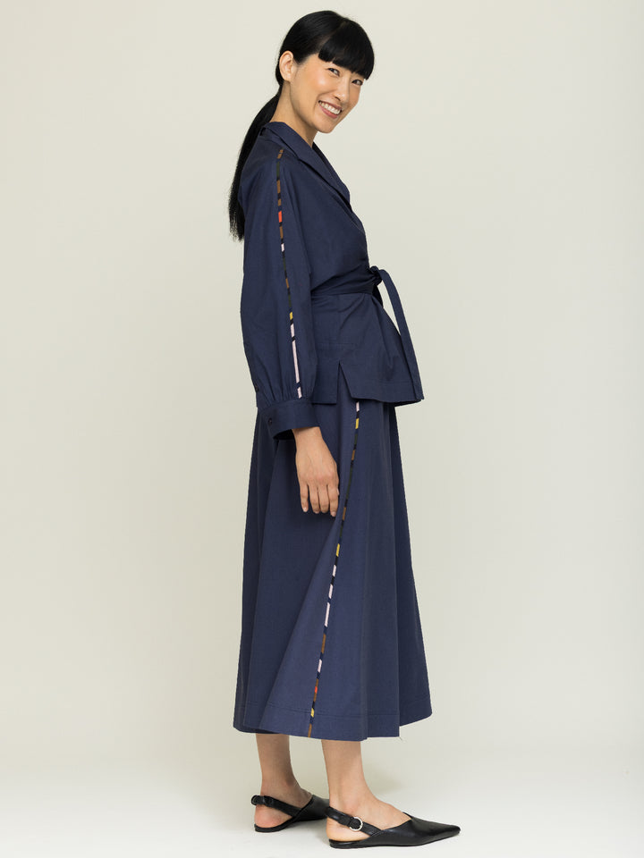 Linda skirt Heavy Cotton Satin Poplin Agate Blue