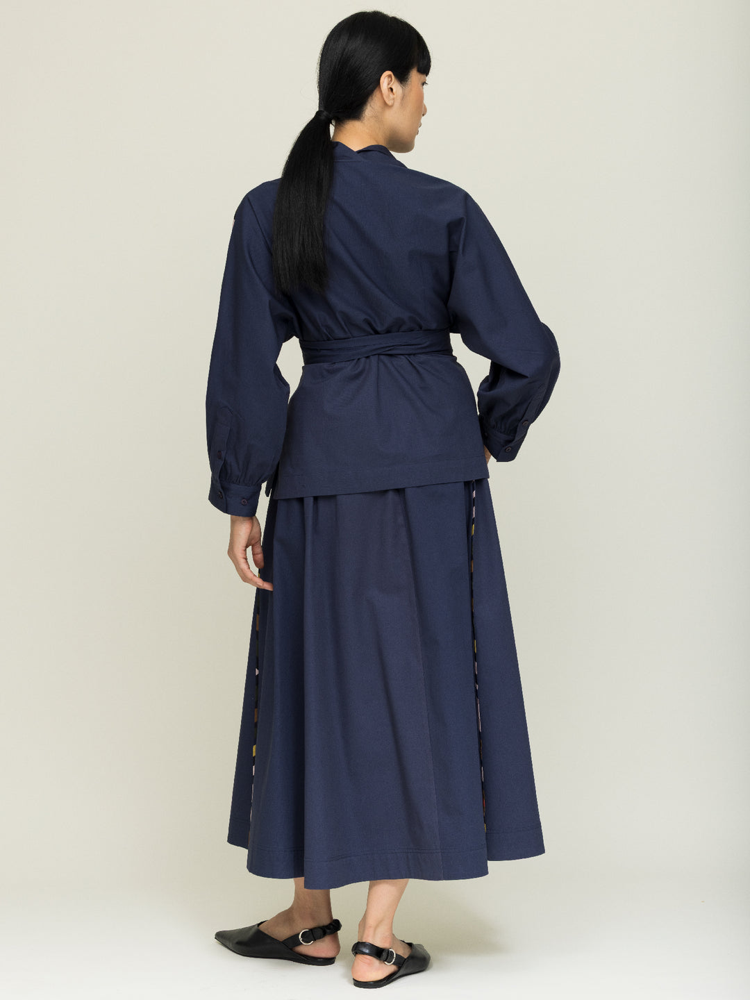 Rosie Wrap Blouse Heavy Cotton Satin Poplin Agate Blue