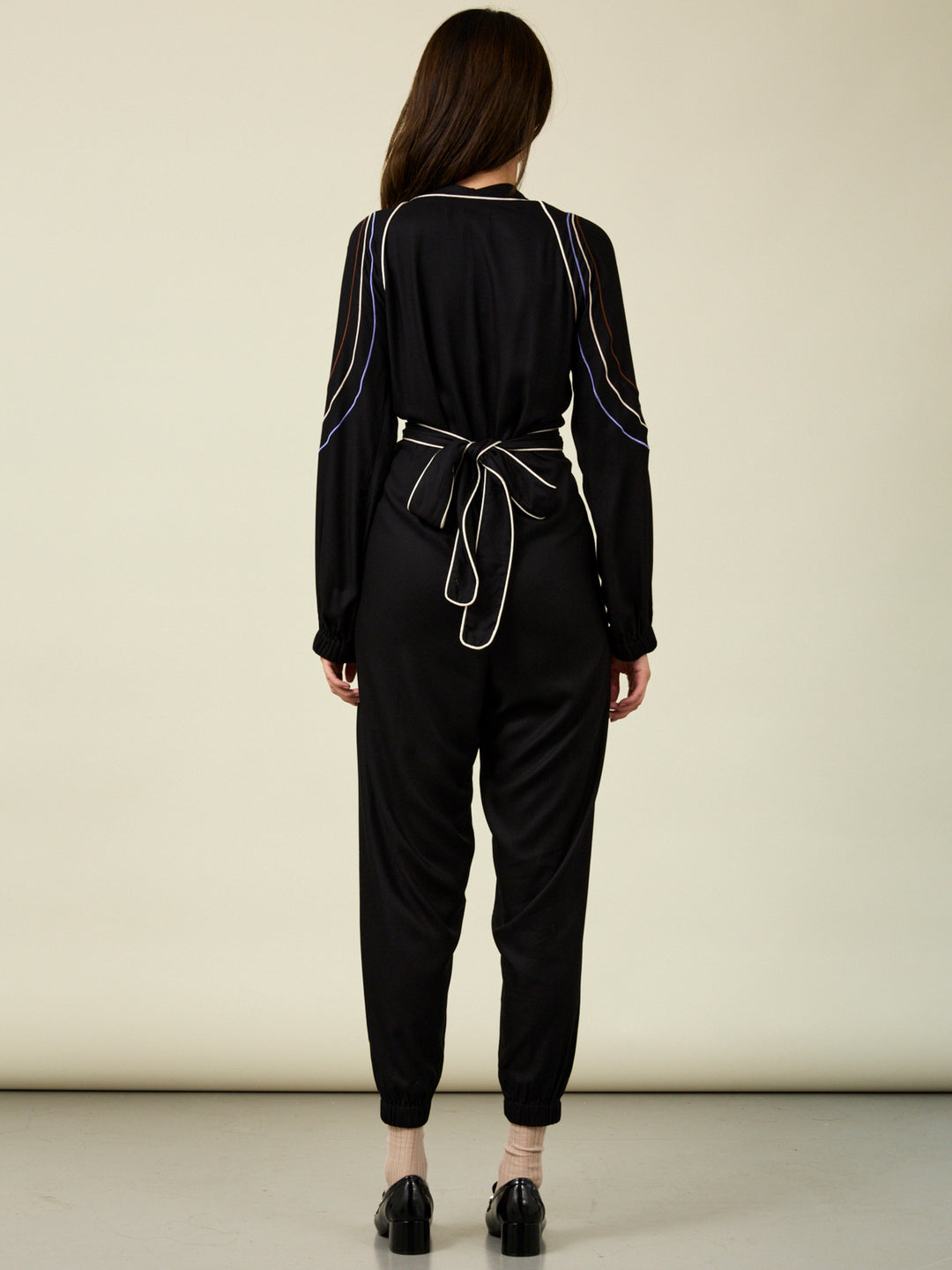 Glorious Long Sleeve Black Embroidered Jumpsuit