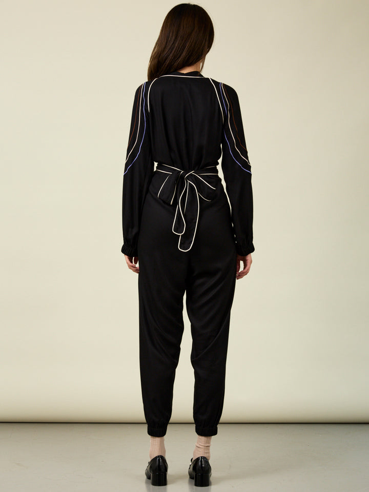 Glorious Long Sleeve Black Embroidered Jumpsuit