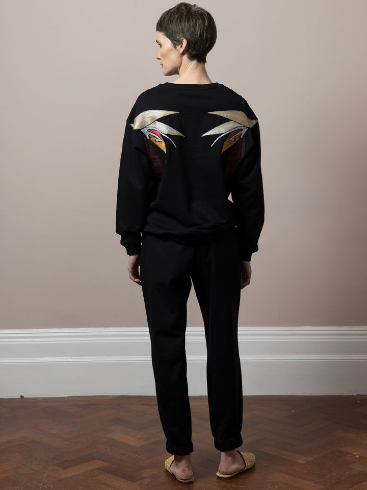 Susie Sweatshirt Embroidered + Mia Jogger Black Set