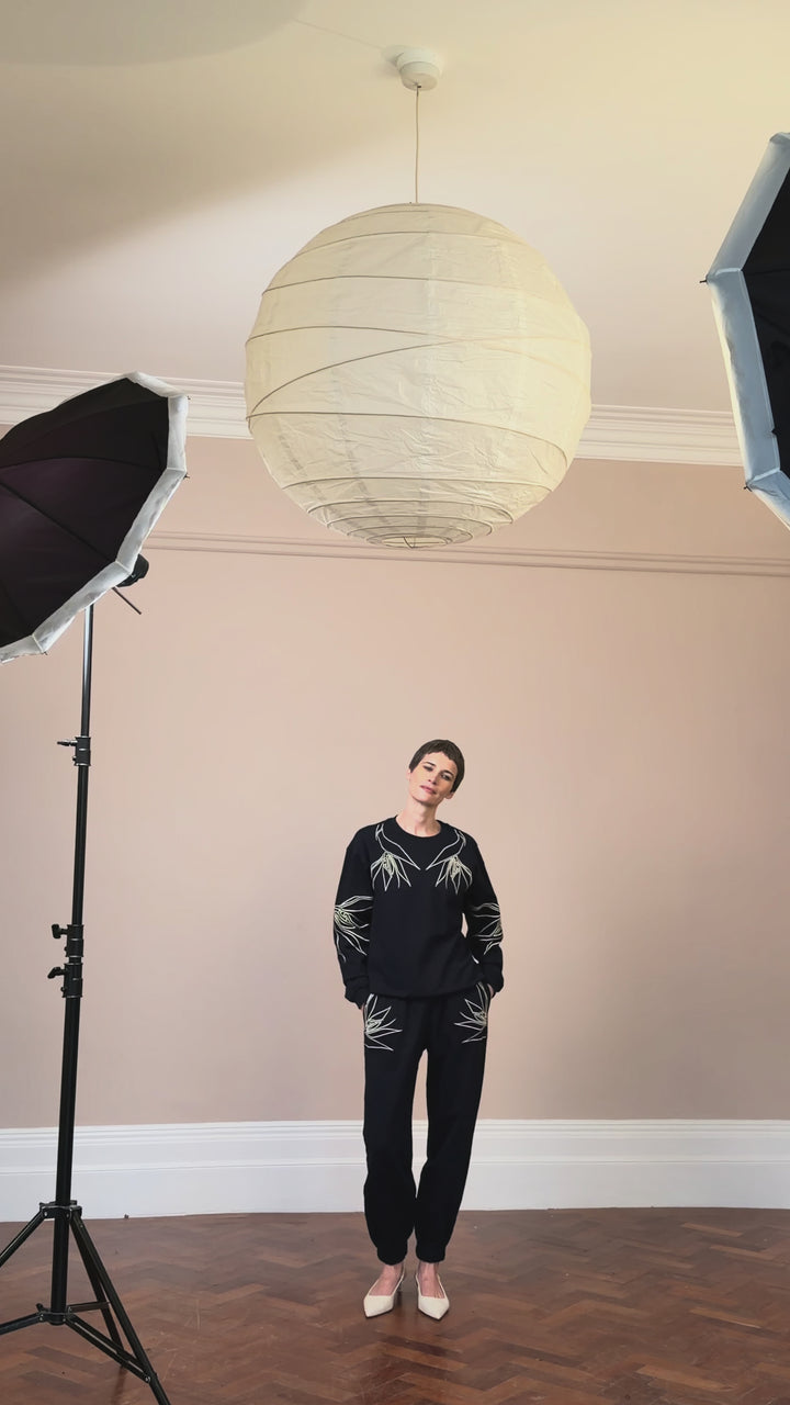 Susie Embroidered Sweatshirt Navy Cotton Fleece