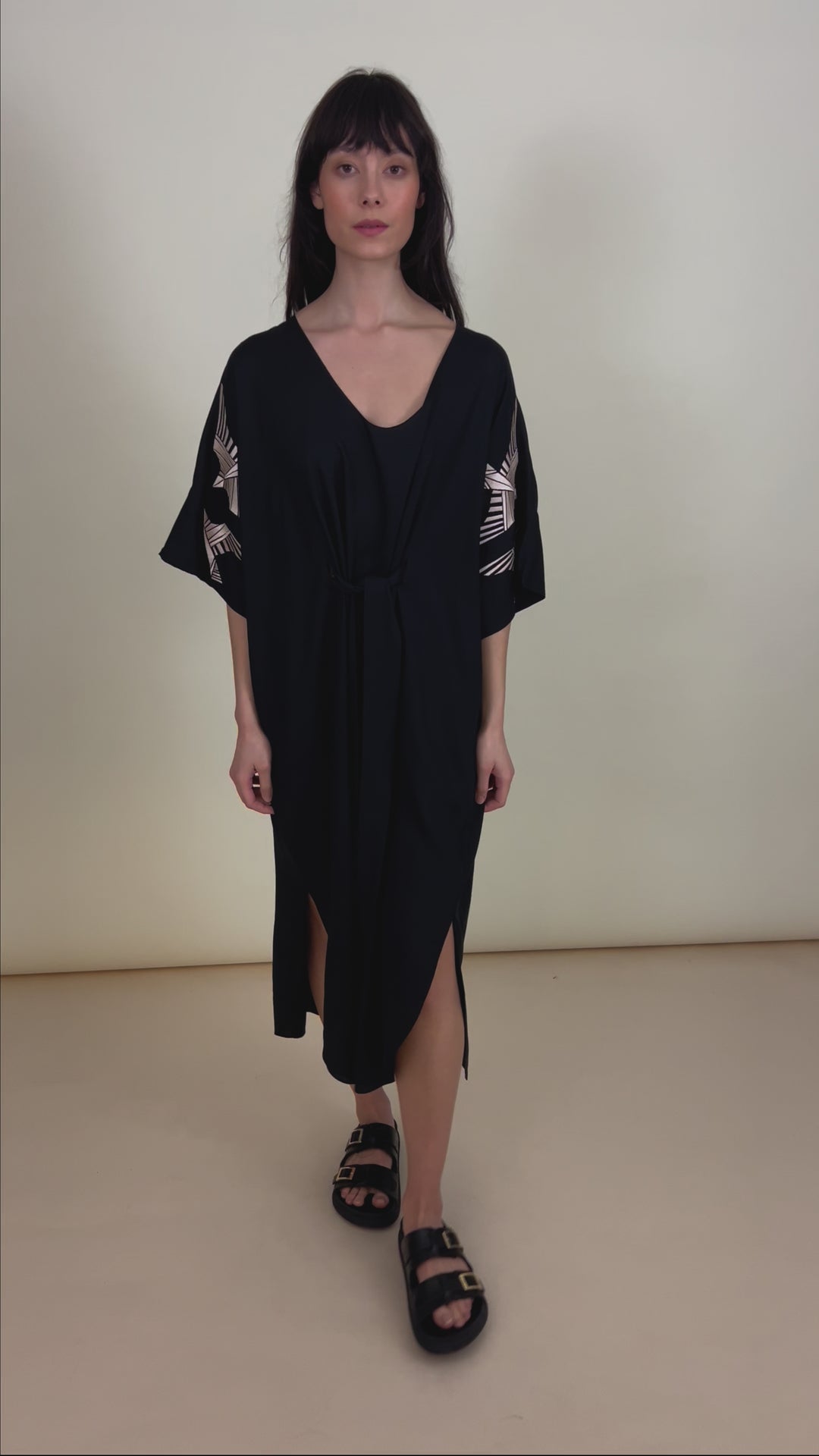 Asia Kaftan Dress Black Embroidered