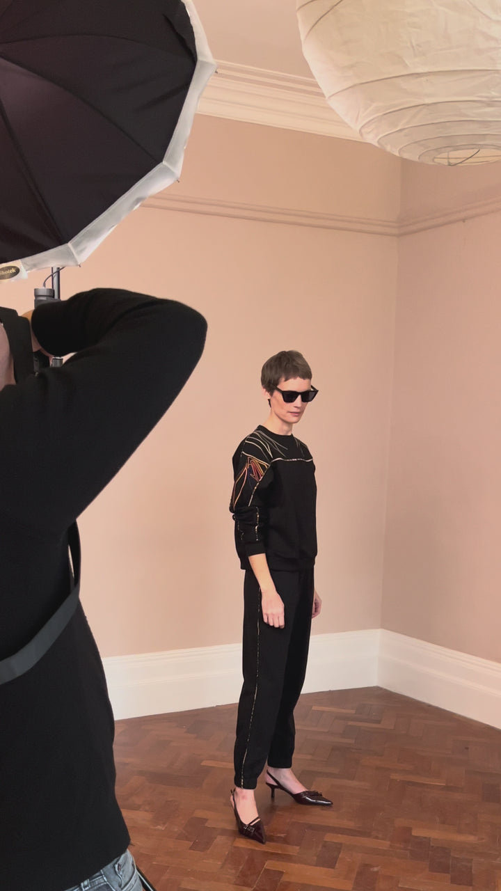 Best Embroidered Sweatshirt Black Cotton Fleece