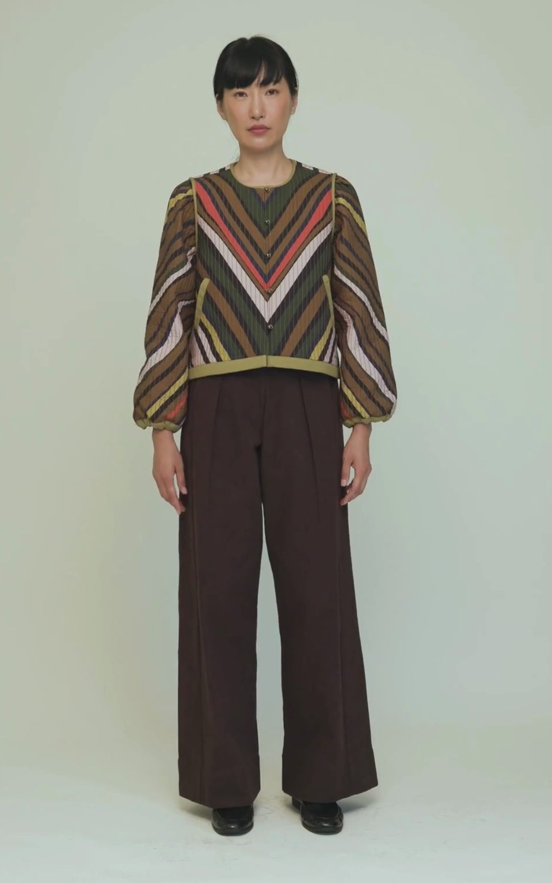 Cynthia Quilted Jacket Heavy Cotton Satin Poplin Fanning Print