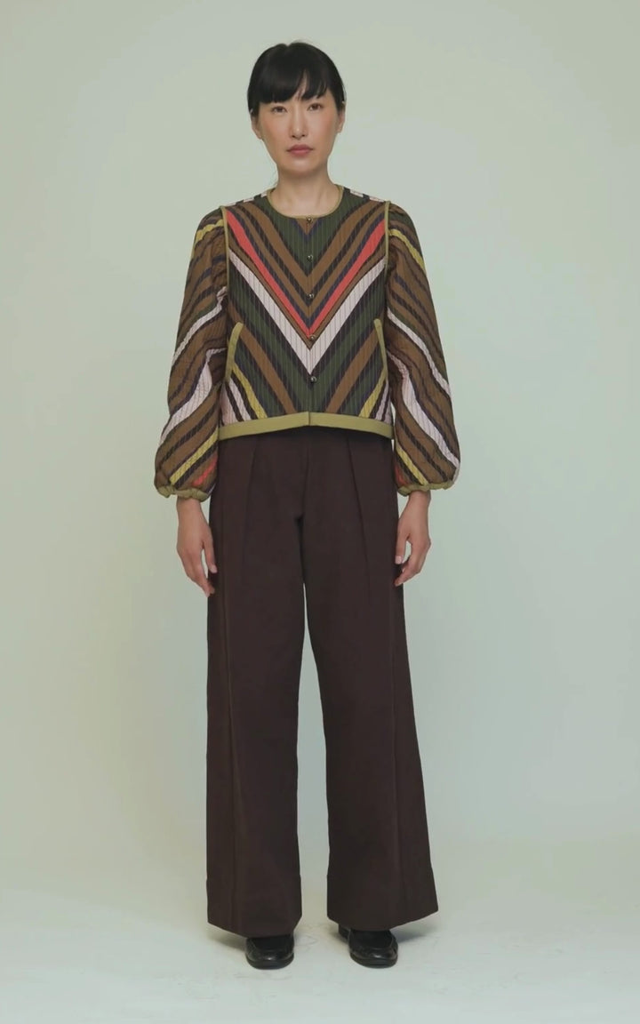 Cynthia Quilted Jacket Heavy Cotton Satin Poplin Fanning Print