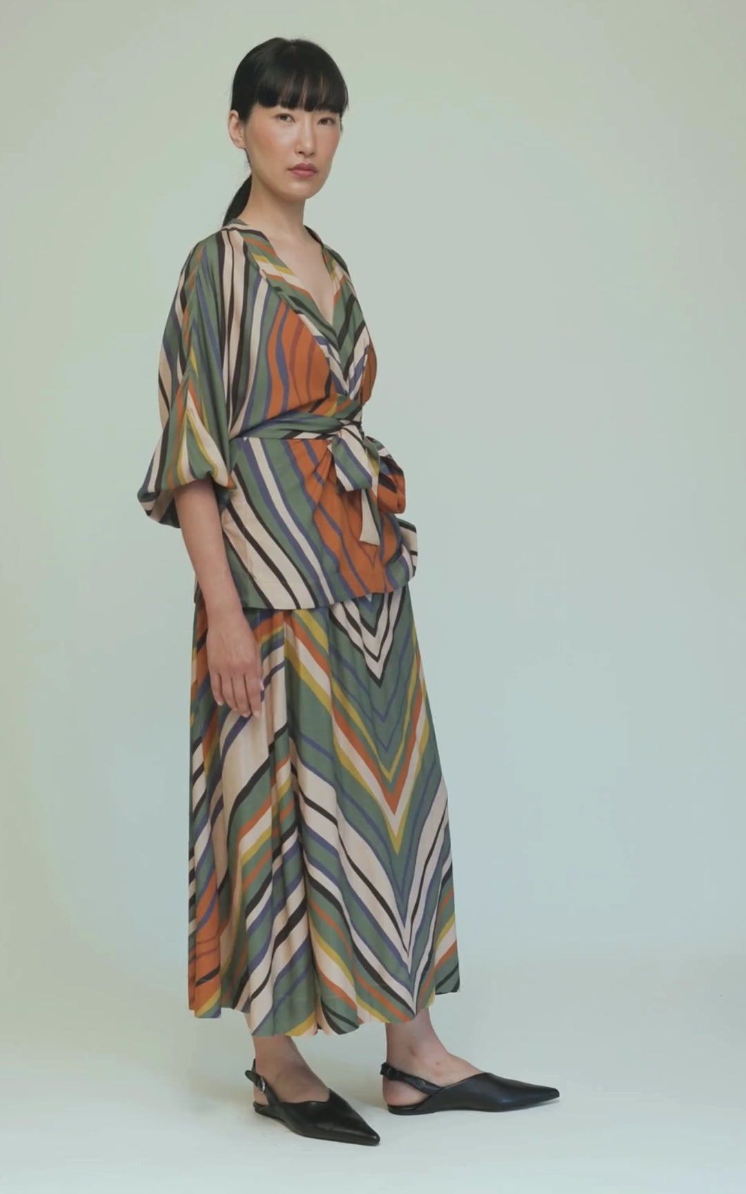 Isabel Wrap Blouse Ecovero Twill Buckling print