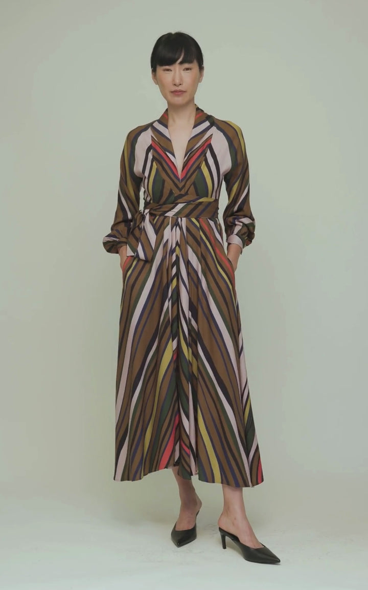 Mitzi Wrap Dress Ecovero Twill Fanning print