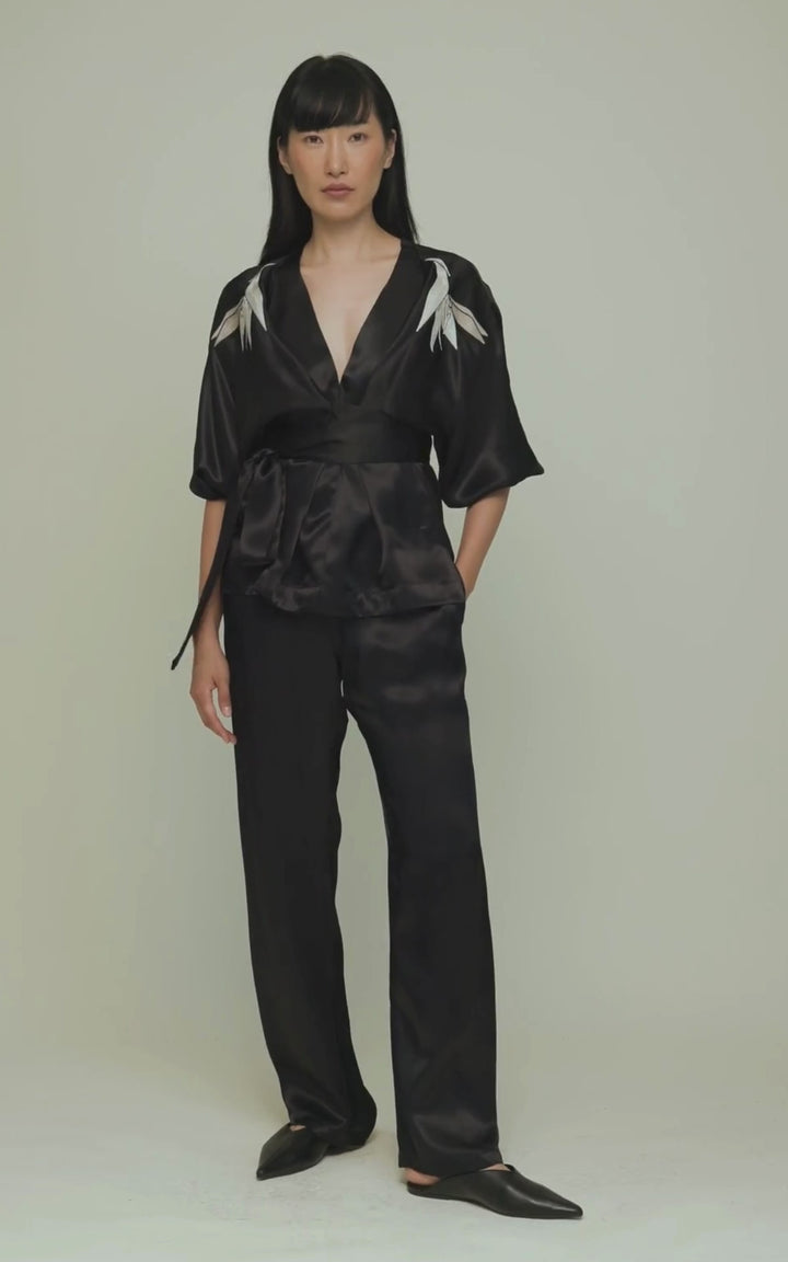 April Jogger Royal Satin Crepe Jet Black