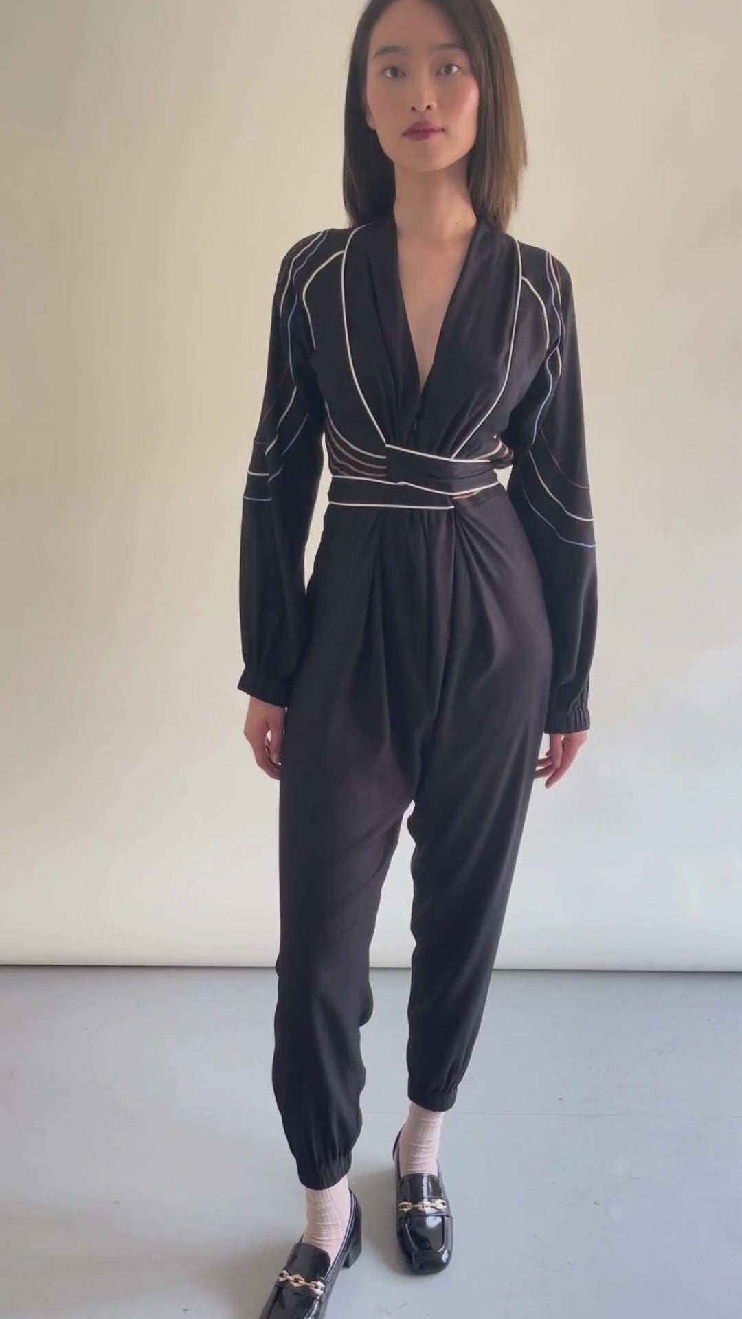 Glorious Long Sleeve Black Embroidered Jumpsuit