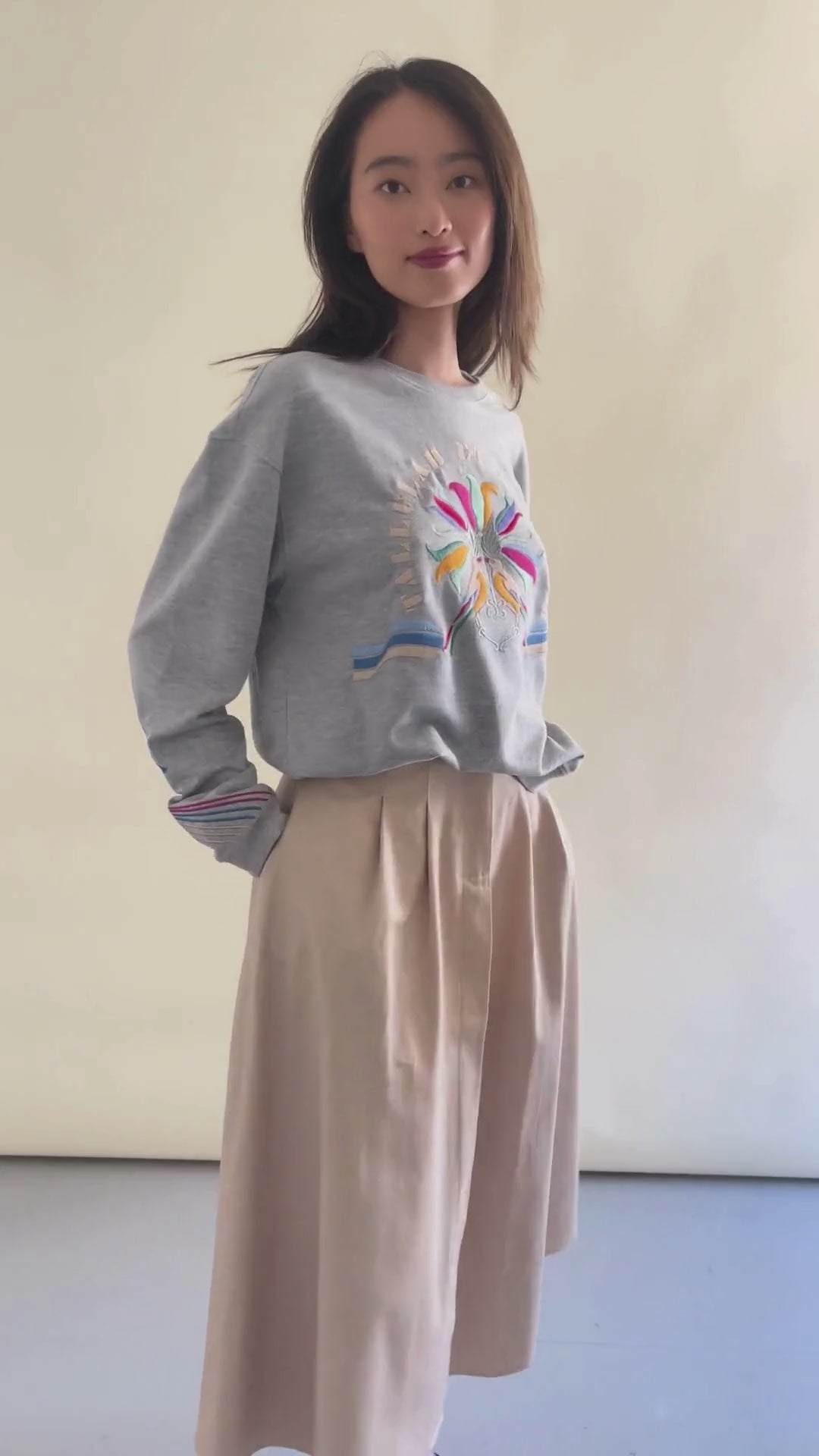 Susie Grey Marl Embroidered Sweatshirt