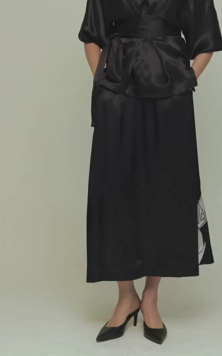 Linda Skirt Royal Satin Crepe Jet Black
